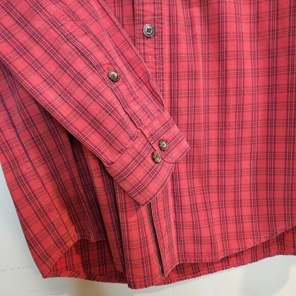 Duluth Trading Co. Men's Large Cotton Button Down Shirt Long Sleeve Red Plaid - Picture 4 of 4